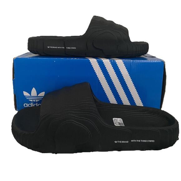 Adidas Adilette 22 onyx/Carbon slides - size 11 M / 12.5 W US / 44 EU - Picture 1 of 4